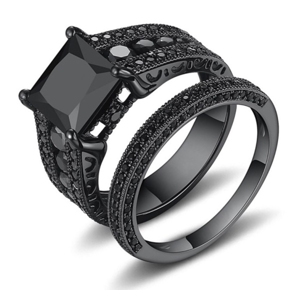 NEW 18K BLACK SAPPHIRE STERLING SILVER RING​ - Picture 2 of 6